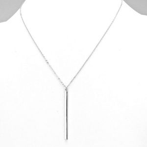 Dainty Silver Vertical Bar Necklace